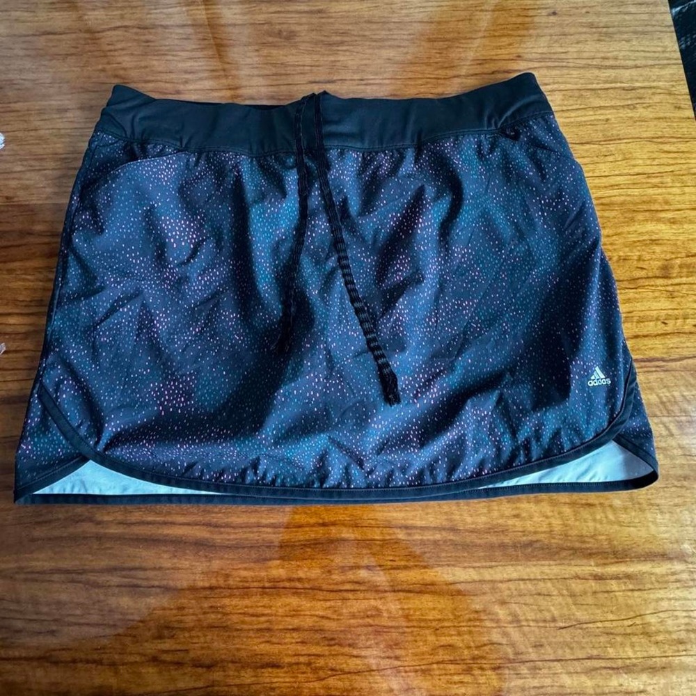 Adidas Womens XL Black Pink Teal Speckled Athletic Skort Running Tennis Skirt